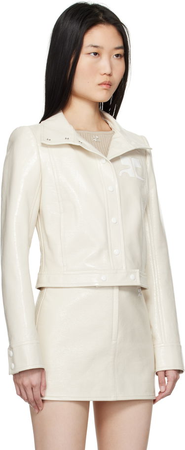 Яке бомбър Courrèges Courrèges Reedition Cropped Faux-Leather Jacket Зелено | 223CBL005VY0014, 4