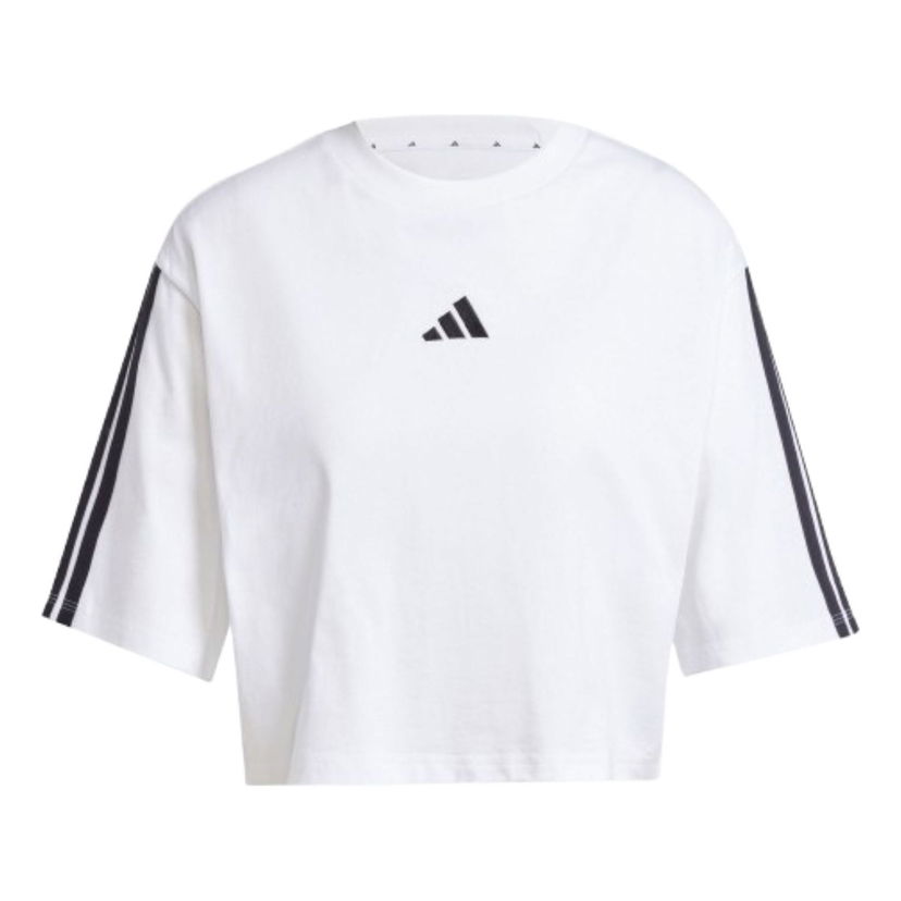 Тениска adidas Originals Essentials 3-Stripes Loose Cropped Cotton T-Shirt Бяло | JD4999