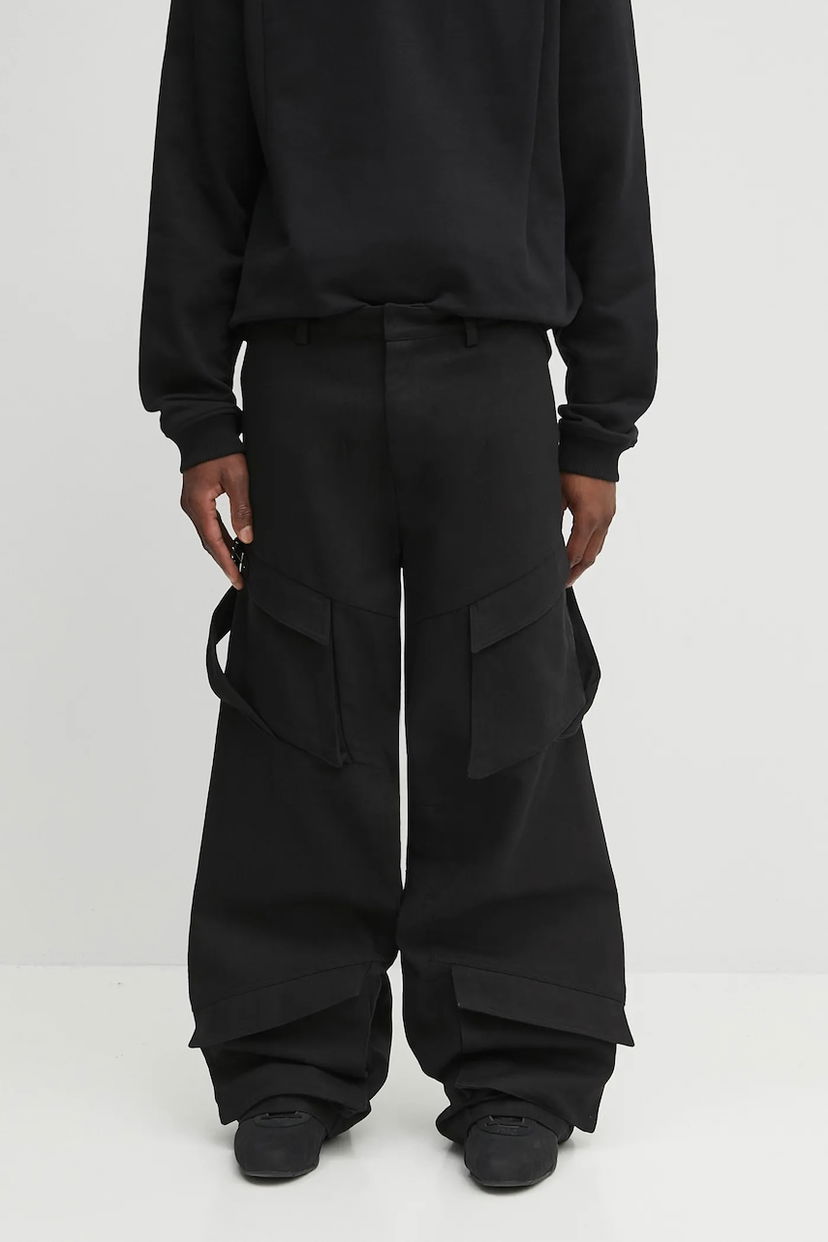 Карго панталони HELIOT EMIL Cotton Wide-Leg Cargo Trousers with Side Straps Черно | PREAW25.M.10.160.BLK01.