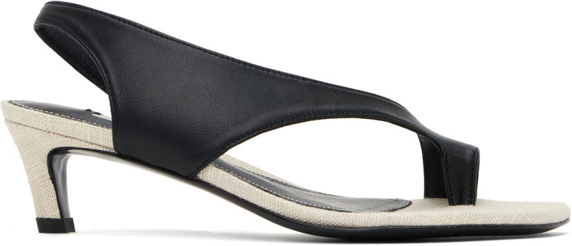 Аксесоари TOTEME TOTEME Leather Thong Heeled Sandals Черно | 252-WAS0201-LE0104