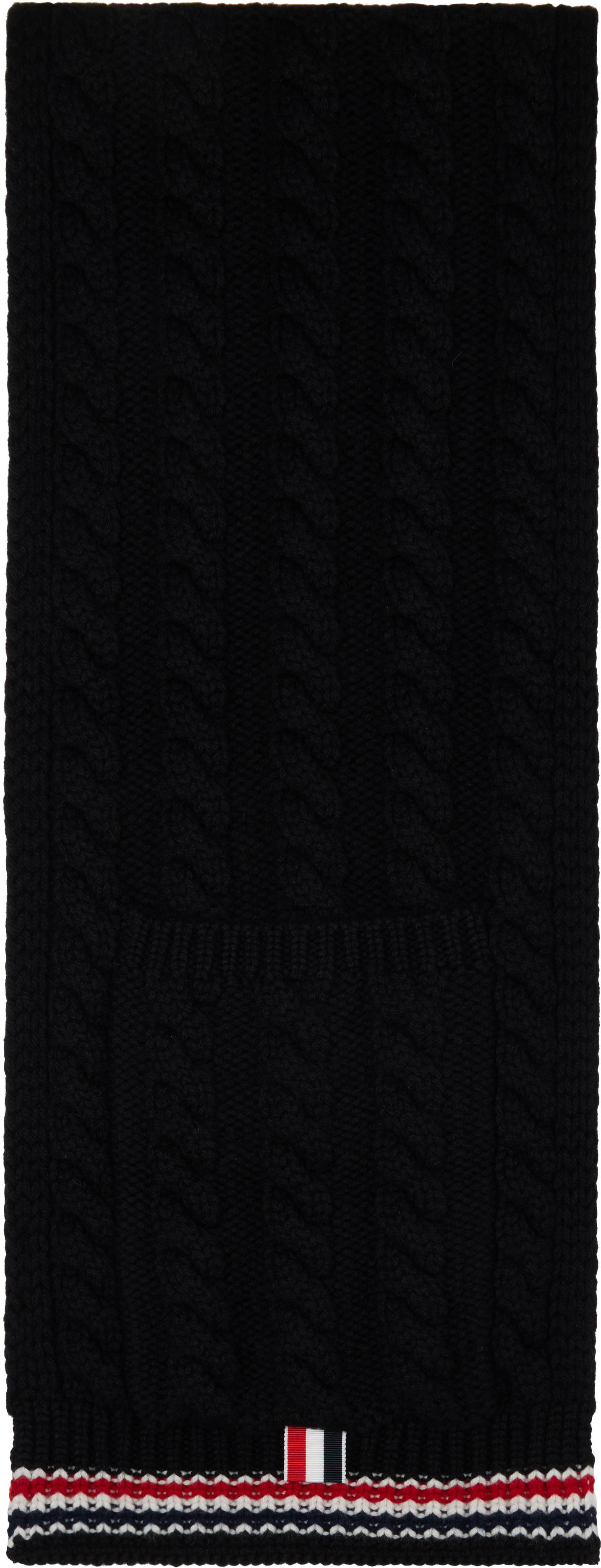 Шал Thom Browne Cable Stitch RWB Stripe Pocket Scarf Черно | UKS023A-Y2001, 0