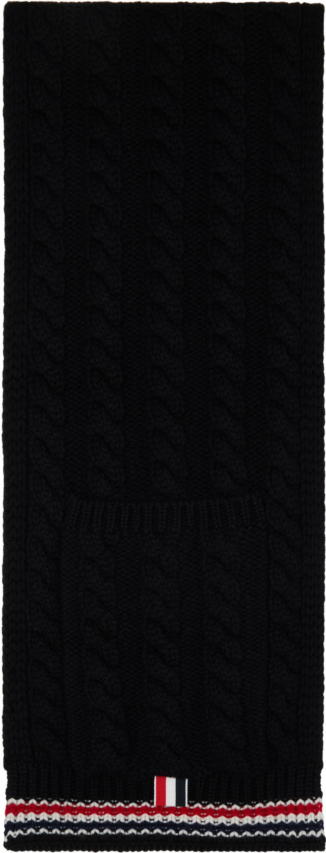 Cable Stitch RWB Stripe Pocket Scarf