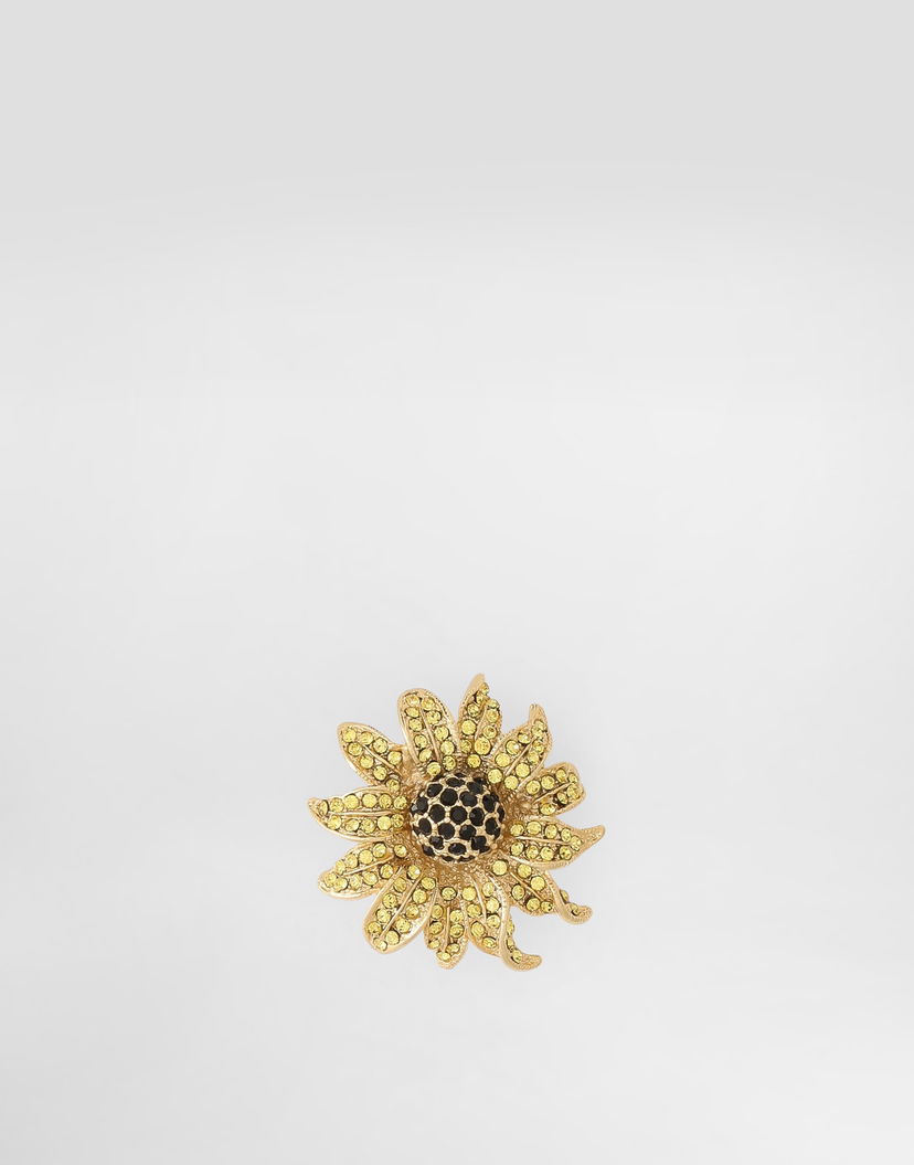 Значка Dolce & Gabbana Sartoria Floral Brooch With Rhinestones Черно | WPS1F6W1111ZOO00