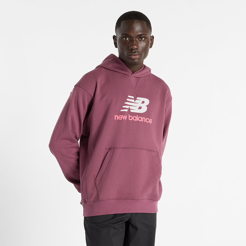Суитчър New Balance Essentials Stacked Logo Hoodie Бургунди | NBMT51512FDP, 0