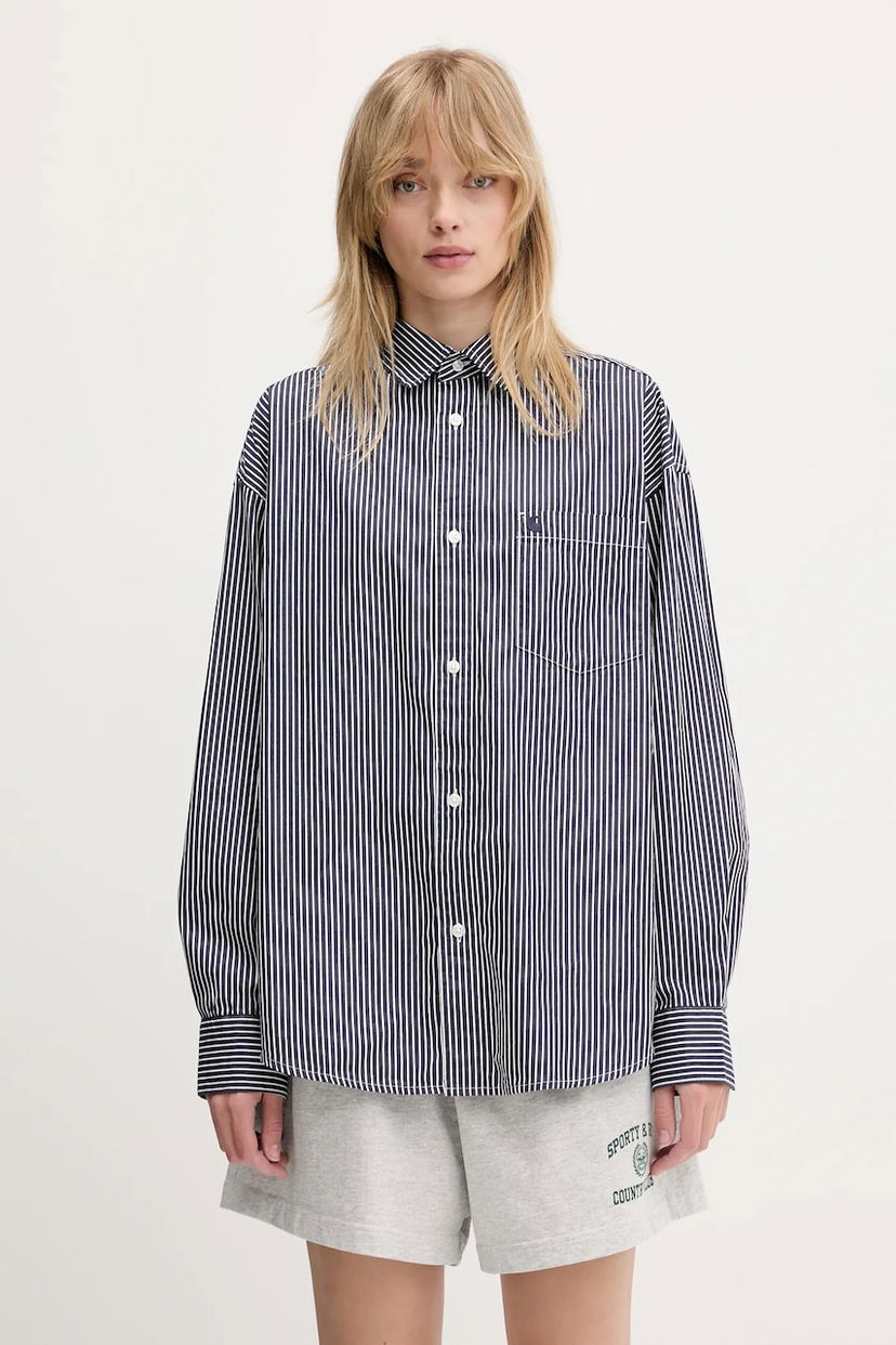 Риза Carhartt WIP Arvin L/S Shirt Relaxed Fit Striped Classic Collar Тъмно синьо | I034560.2XXXX