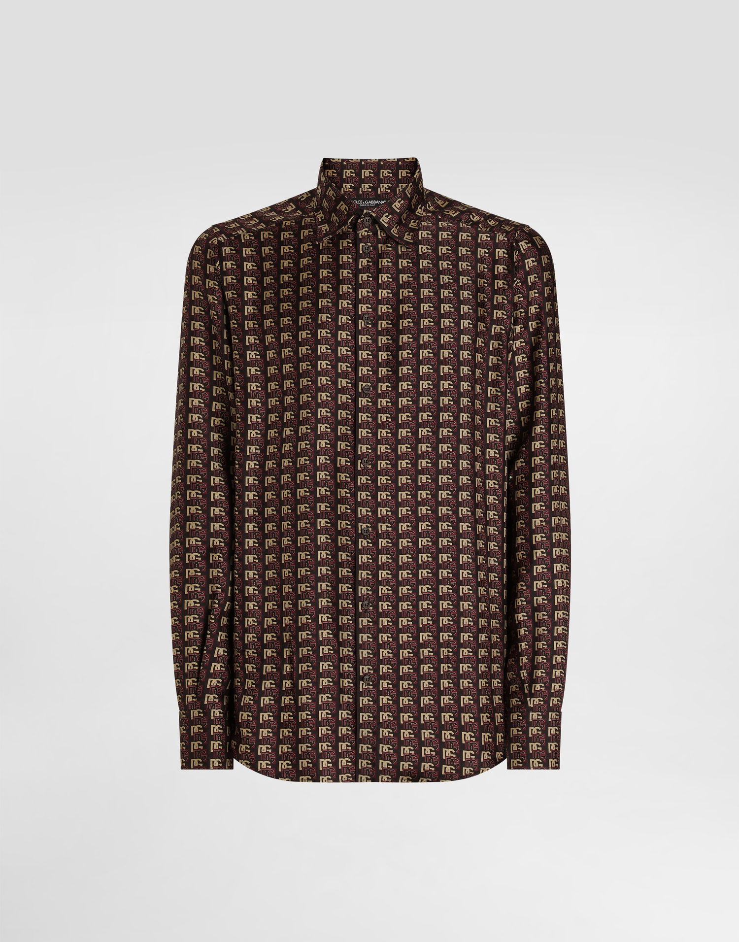 Риза Dolce & Gabbana Dolce & Gabbana Martini Print Silk Twill Shirt Кафяво | G5MM4TIS1ZHHM8SS, 0