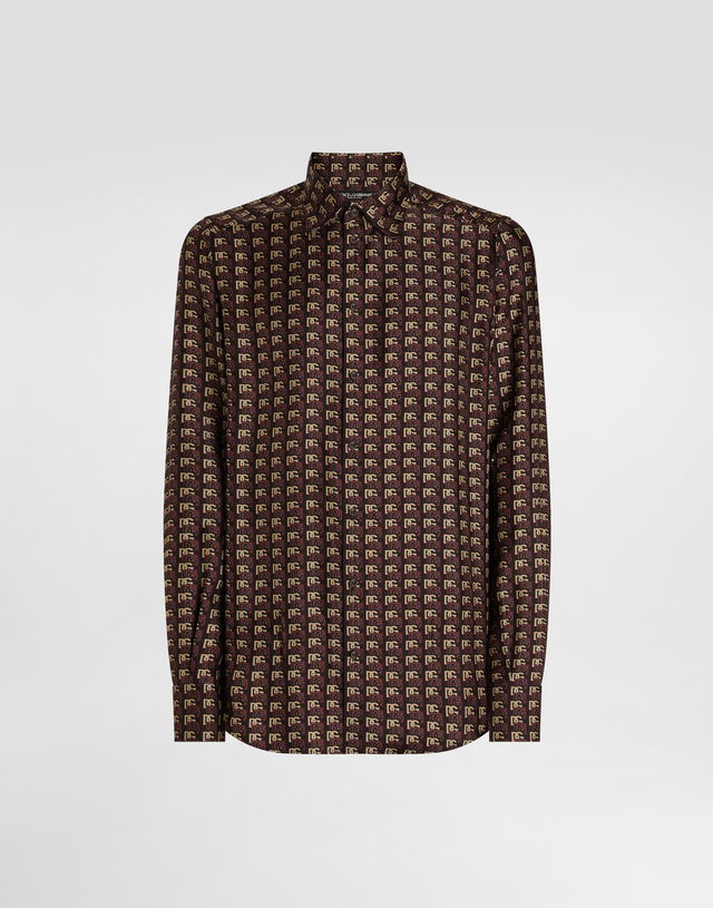 Dolce & Gabbana Martini Print Silk Twill Shirt