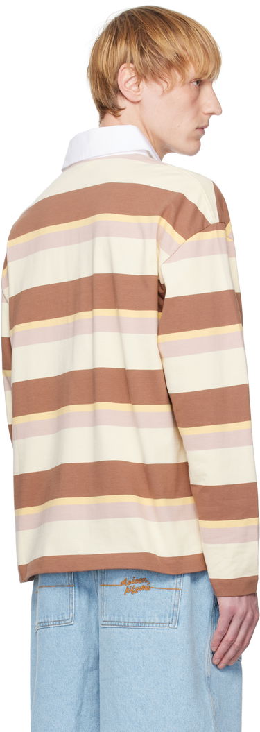 Поло тениска MAISON KITSUNÉ Maison Kitsuné Striped Oversize Long Sleeve Polo Кафяво | OM00207KJ7019, 2
