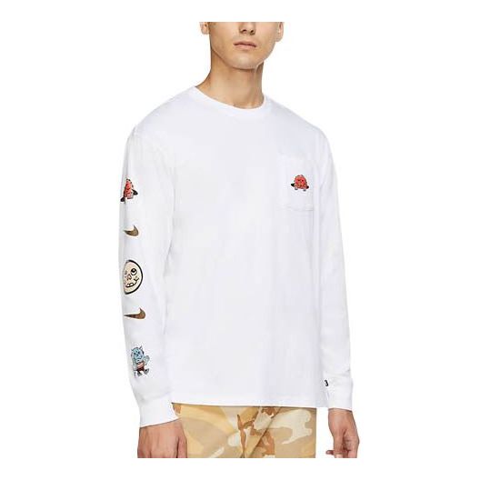 Тениска Nike SB SB Cartoon Logo Pocket Skateboarding Long Sleeve T-Shirt Бяло | CZ6176-100