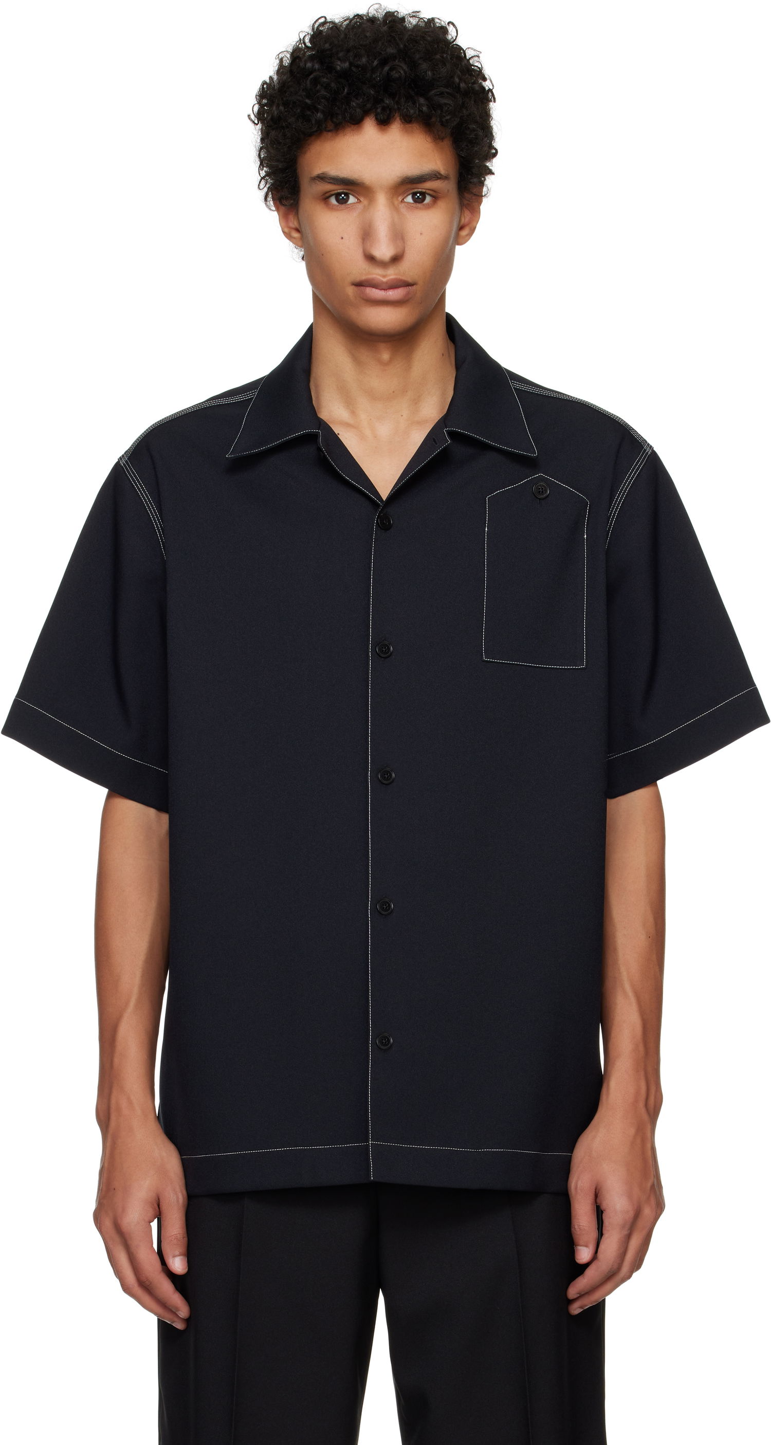 Риза Jil Sander Jil Sander Twill Camp Collar Shirt Черно | J22DL0307_J70001, 0