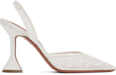 Кецове и обувки Amina Muaddi Amina Muaddi Holli Lace Slingback Heels Бяло | HOLLI LACE SLING LACE, 0