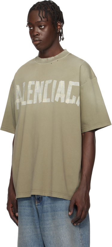 Тениска Balenciaga New Tape Type Medium Fit T-Shirt Зелено | 739784TOVA9, 3