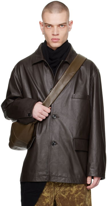 Яке LEMAIRE Lemaire Spread Collar Leather Jacket Кафяво | OW1074 LL0068, 0