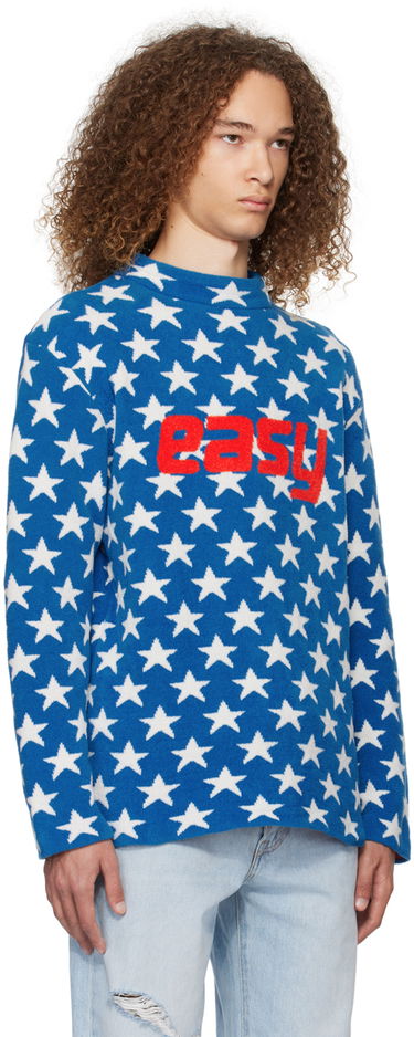 Пуловер ERL 'Easy' Star-Print Knit Sweater Синьо | ERL07N006, 3