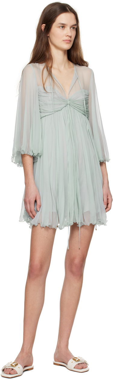Pокля CHLOÉ Chloé Pleated Mini Dress Зелено | CH25SRO27116, 4