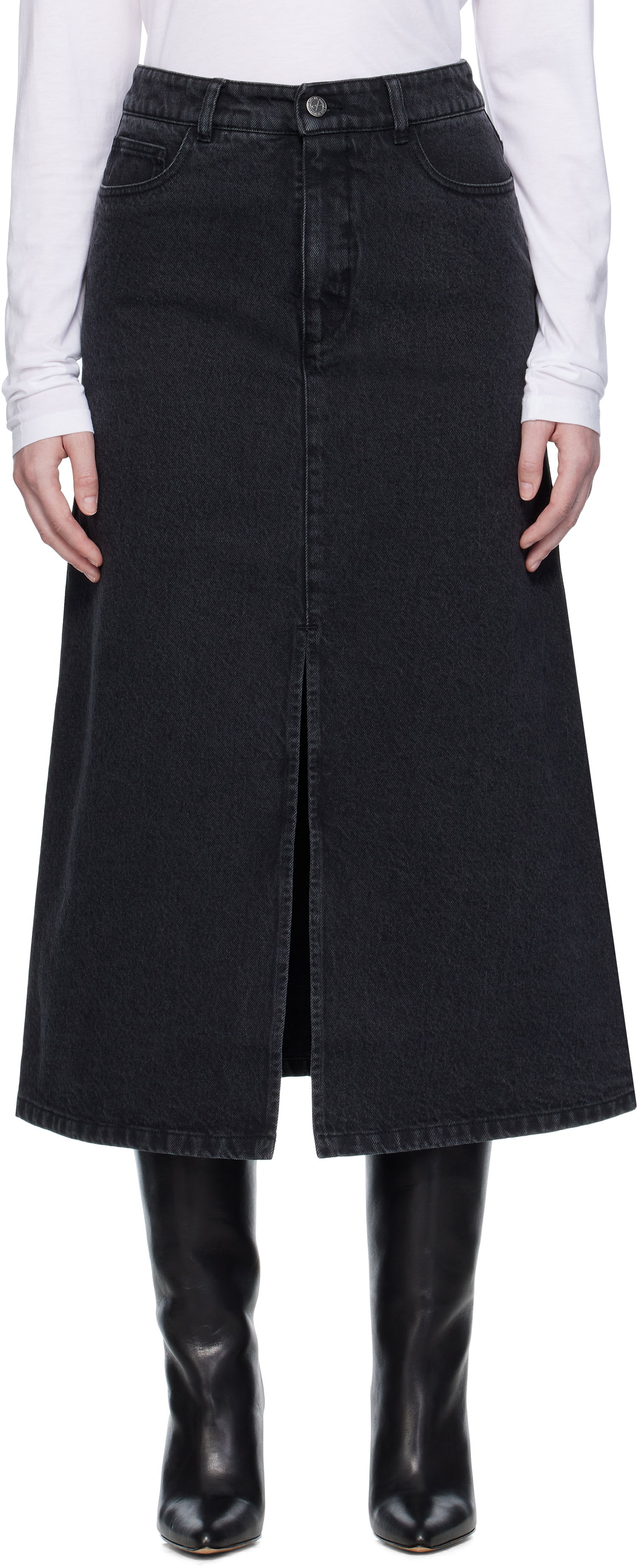 Пола A.P.C. A.P.C. Georgia Denim Midi Skirt Черно | COHDK-F06423, 0