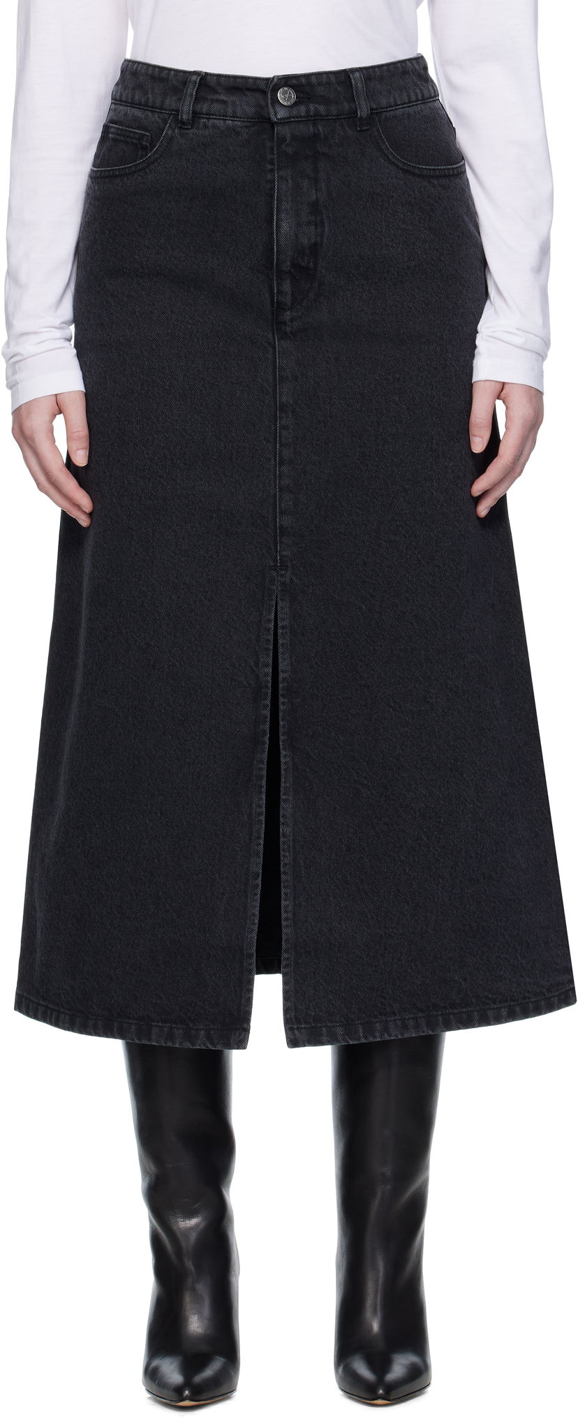 Пола A.P.C. A.P.C. Georgia Denim Midi Skirt Черно | COHDK-F06423
