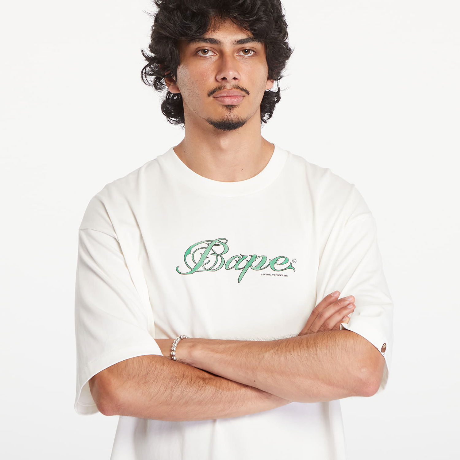 Тениска BAPE A BATHING APE Logo Relaxed Fit Short Sleeve Tee Ivory Бяло | 001TEK801316M IVY, 1