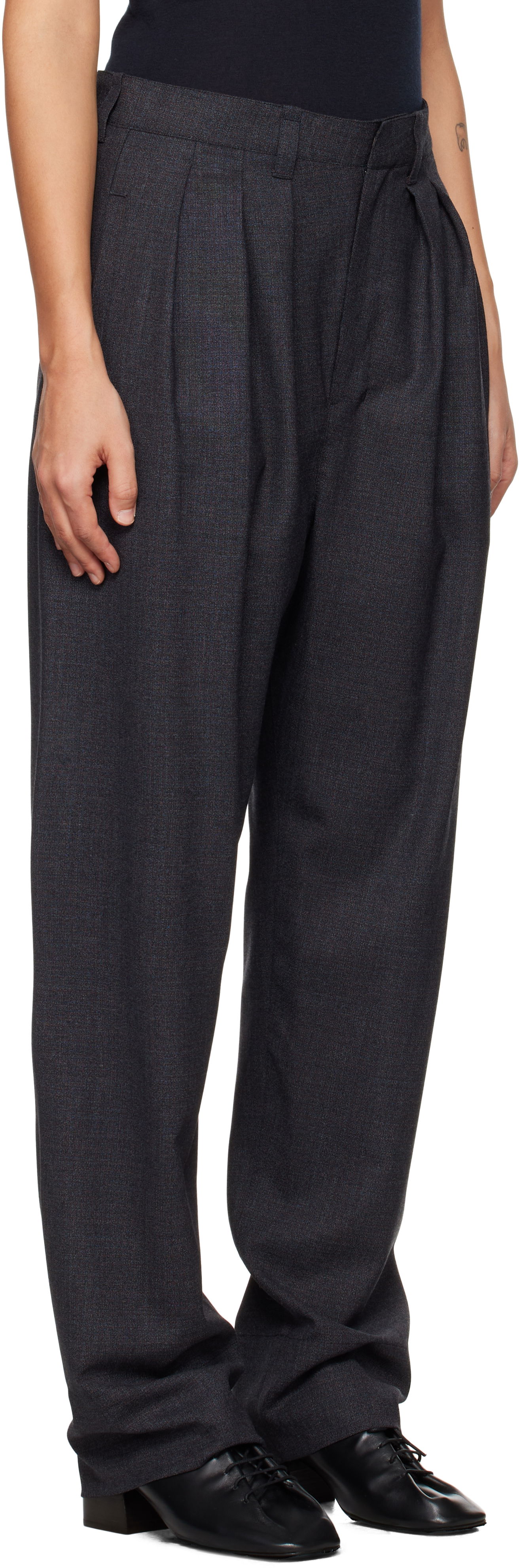 Панталони LEMAIRE Pleated Tailored Trousers Тъмно синьо | PA1093 LF1280, 1