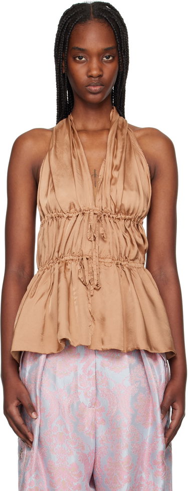 Потник Dries Van Noten Dries Van Noten Halterneck Satin Top Кафяво | 251-010741-1427, 0