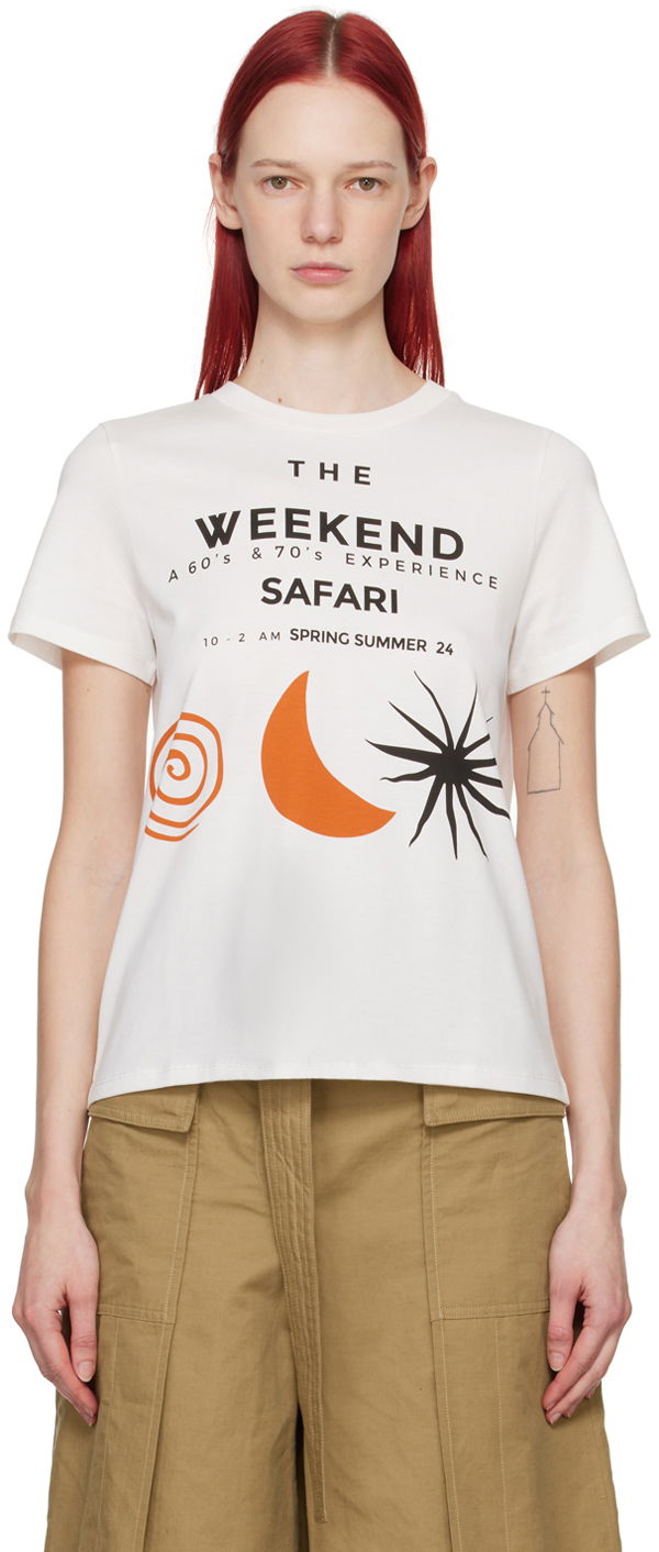 Тениска Max Mara Weekend Max Mara Safari Graphic T-Shirt Бяло | 2415971052600003, 0