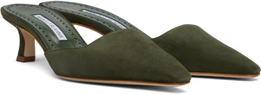 Грижа за обувките Manolo Blahnik Manolo Blahnik Moiramu Suede Mules Зелено | 225-1957-0003, 3