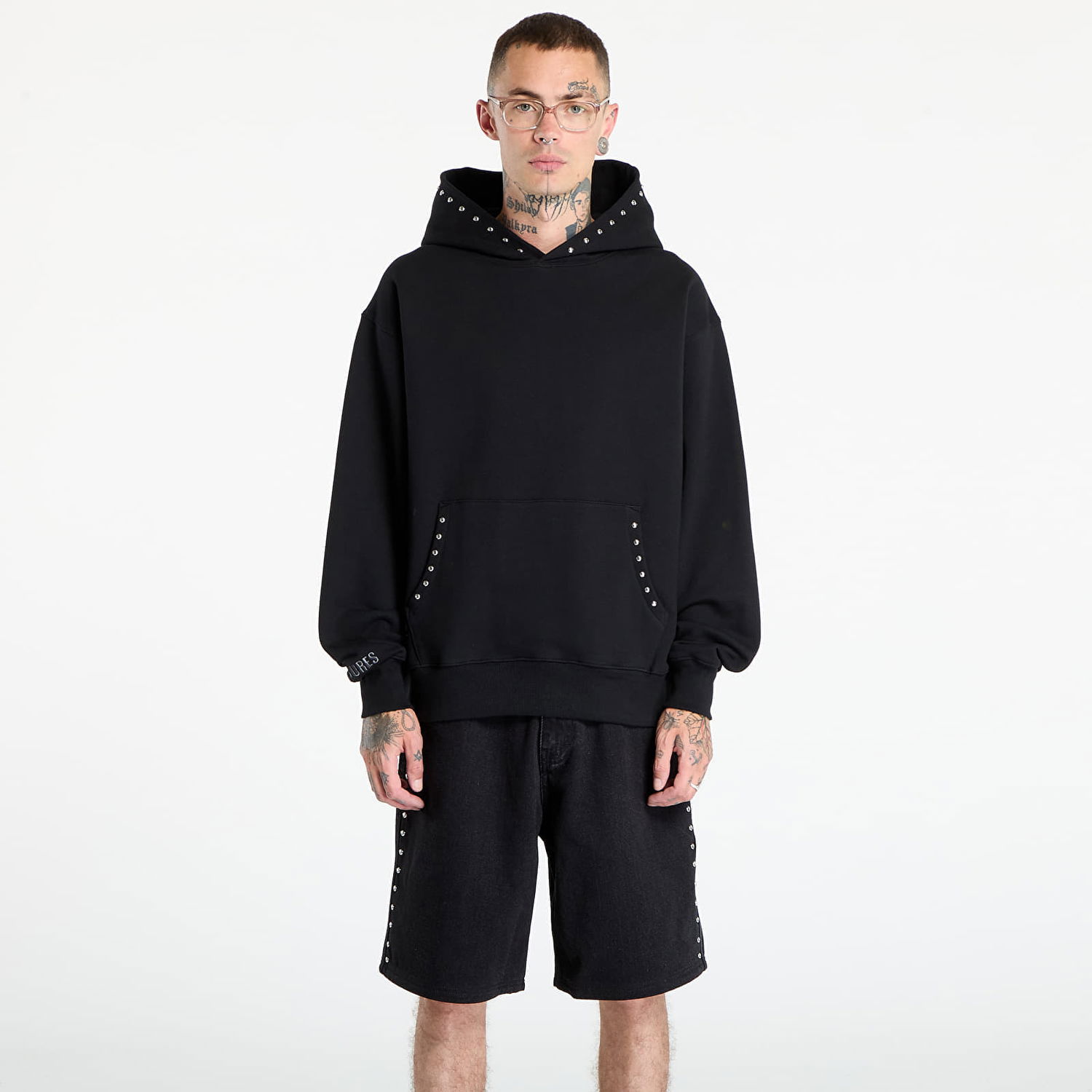 Суитчър Pleasures PLEASURES Daft Club Lucky Studded Hoodie Черно | P25DP004-BLACK, 0