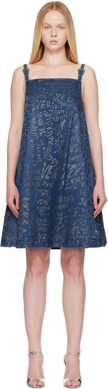 Pокля Versace Versace Jeans Couture Glitter Finish Denim Mini Dress Синьо | E78HAO95G_EDS025LF1, 0