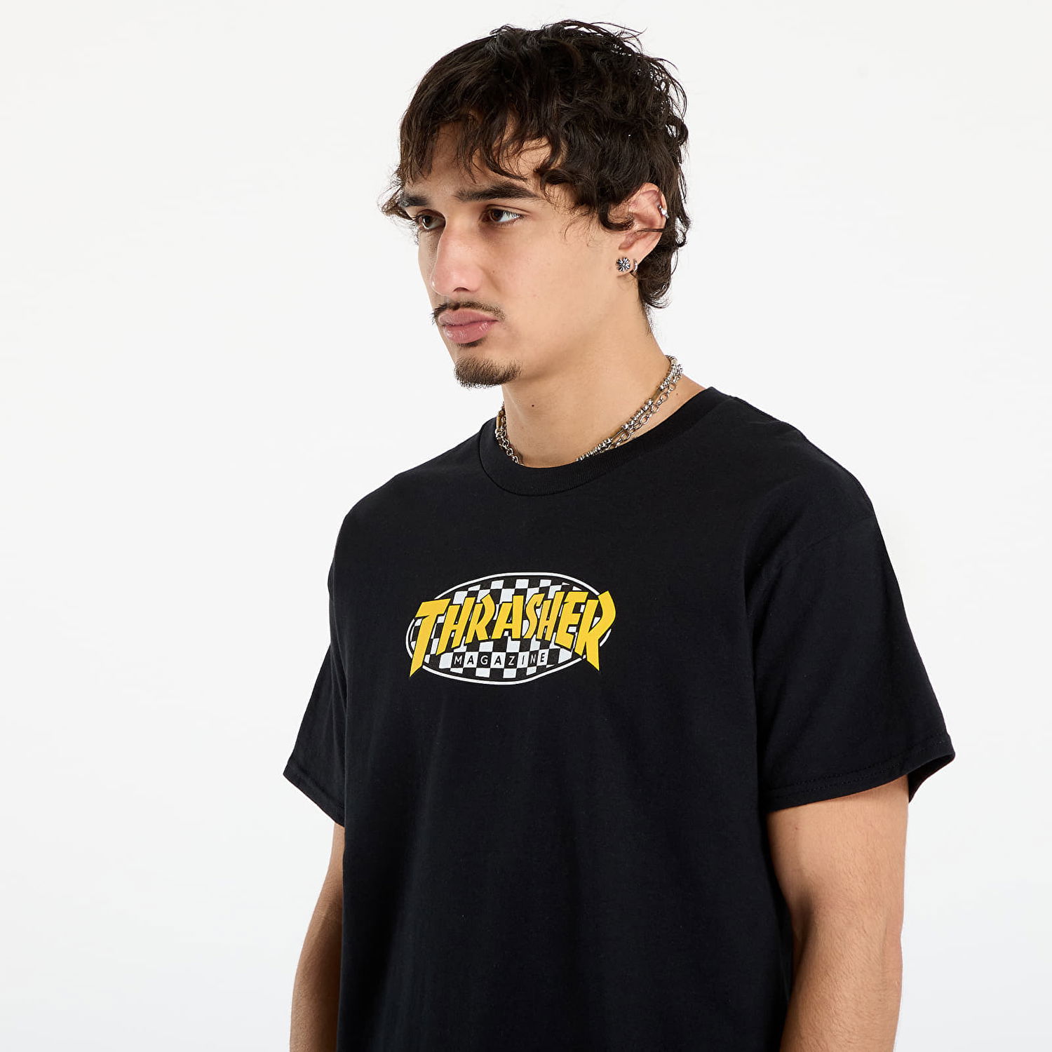Тениска Thrasher T-Shirt Thrasher Checkered Oval Черно | 145759, 1