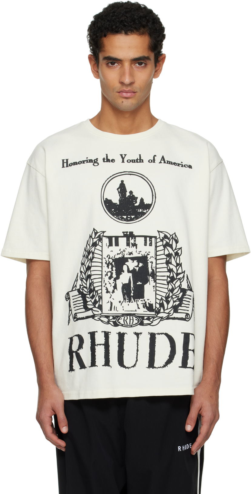 Тениска Rhude Graphic Print 'Youth Of America' T-shirt Бяло | RHFW25TT06012