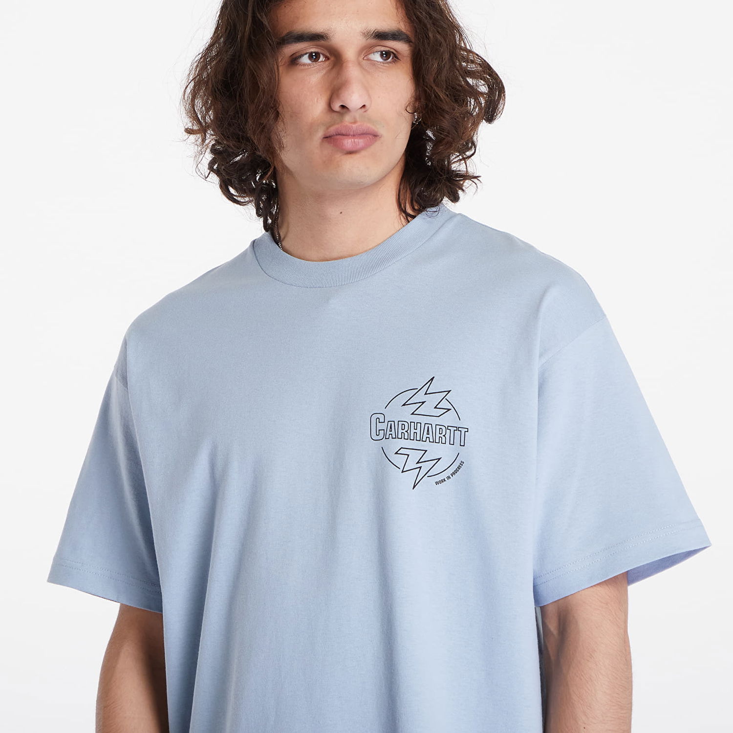 Тениска Carhartt WIP Ablaze T-Shirt - Misty Sky/Black Синьо | I033639-13GXX, 1