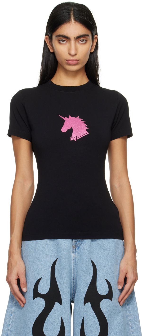 Тениска VETEMENTS Unicorn T-Shirt Черно | WE64TR350B, 0
