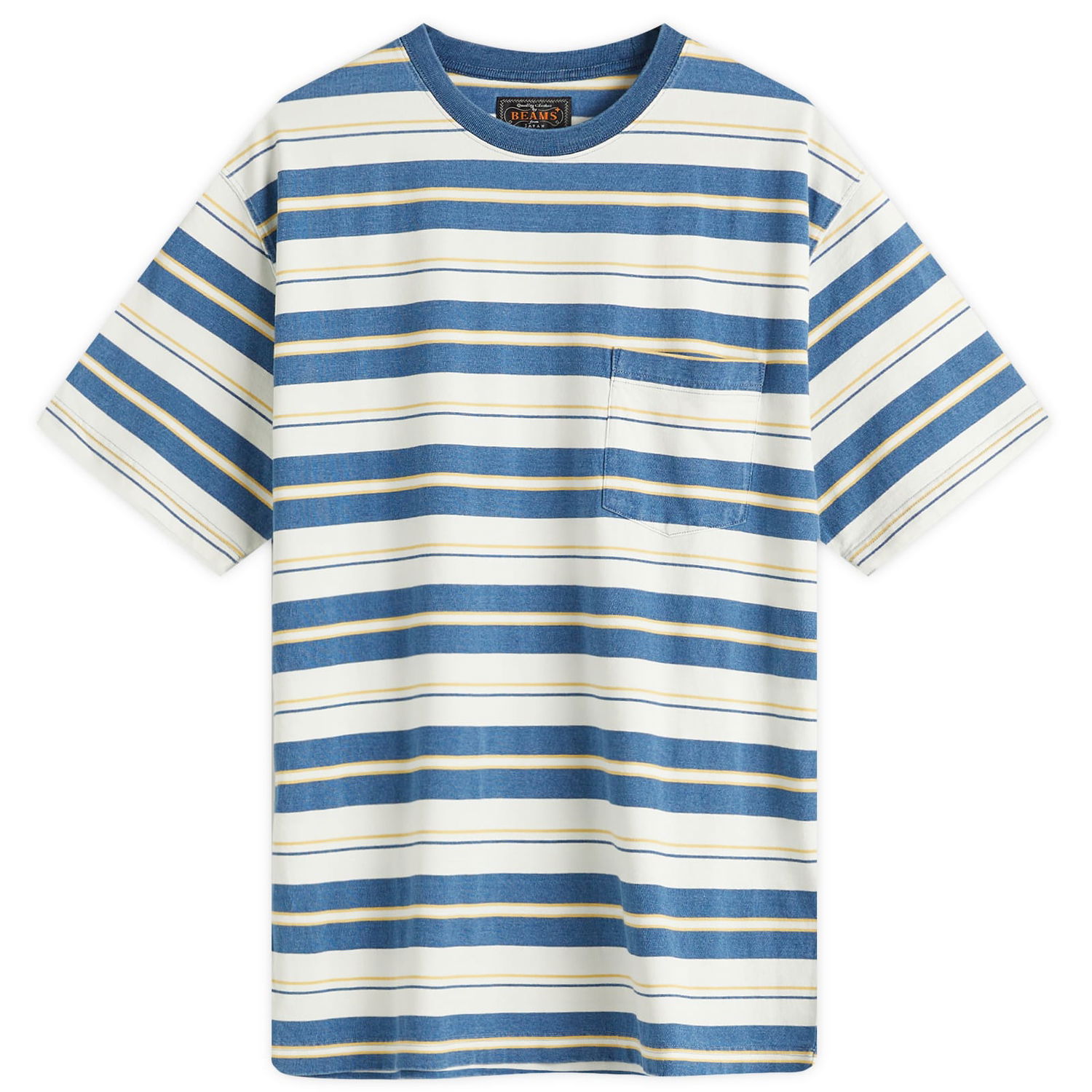 Тениска BEAMS Beams Plus Multi Stripe Pocket T-Shirt, Size Large Синьо | 3804-0087-156-70, 0