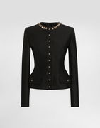 Dolce & Gabbana Single-Breasted Faille Jacket with Crystal Embellishment