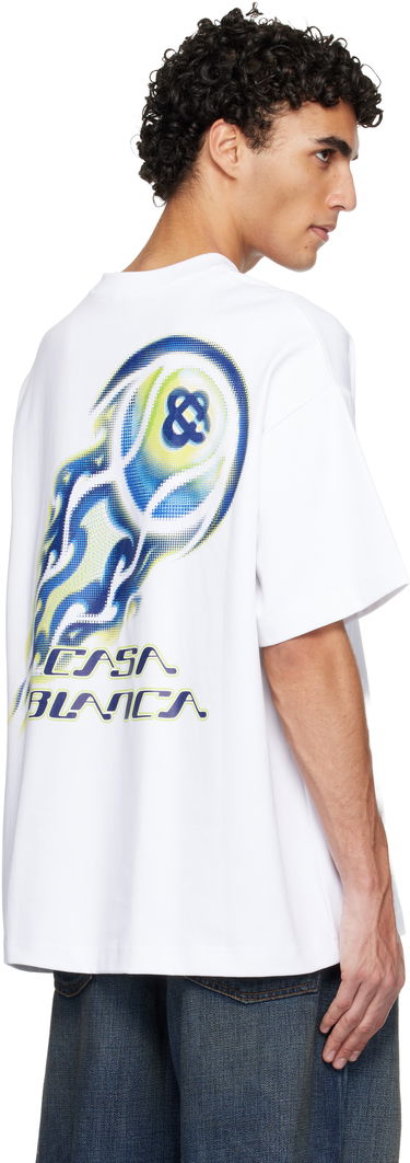 Тениска Casablanca Casablanca Flaming Tennis Ball Oversized Short Sleeve T-shirt Бяло | M-SP26-JTS-064-01, 2