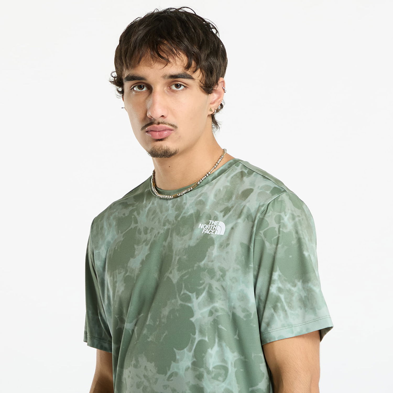Тениска The North Face T-shirt M 24/7 Short Sleeves Regular Tee Bark Mist Light Refractions Print S Зелено | NF0A8DZDCZO1, 1