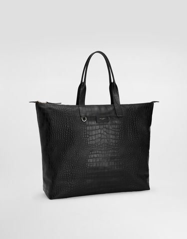Голяма пазарска чанта Dolce & Gabbana Dolce & Gabbana Large Crocodile-Print Calfskin Shopper Черно | BM2374AS42280999, 2