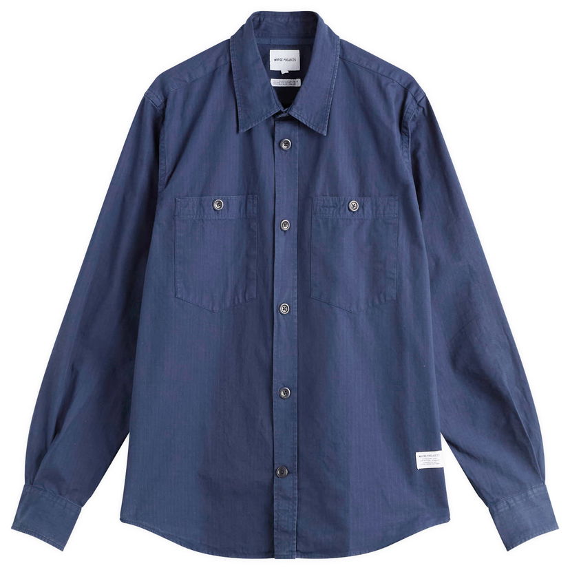 Риза NORSE PROJECTS Algot Cotton Ripstop Relaxed Shirt, Size Large Тъмно синьо | N40-0841-7555