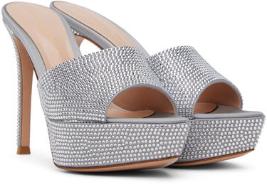 Кецове и обувки Gianvito Rossi Gianvito Rossi Tracey Crystal Heeled Sandals Сиво | G16550.85RIC.RAS, 3