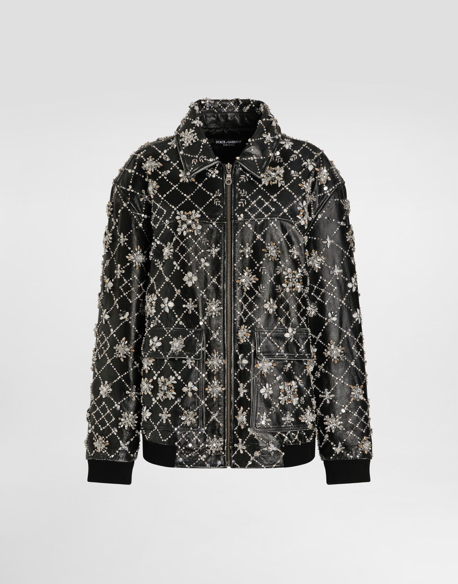 Яке Dolce & Gabbana Dolce & Gabbana Vintage Leather Jacket With Embroidery Черно | F9T91ZGDDGBS8400, 0