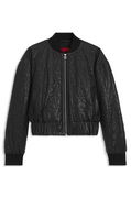 Relaxed-Fit Padded Leather Jacket with Quilted Pattern
