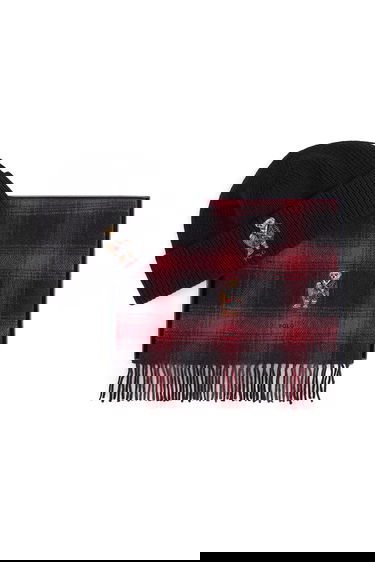 Шал Polo by Ralph Lauren Polo Bear Wool Plaid Scarf and Knitted Beanie Set Червено | 449P02049, 1