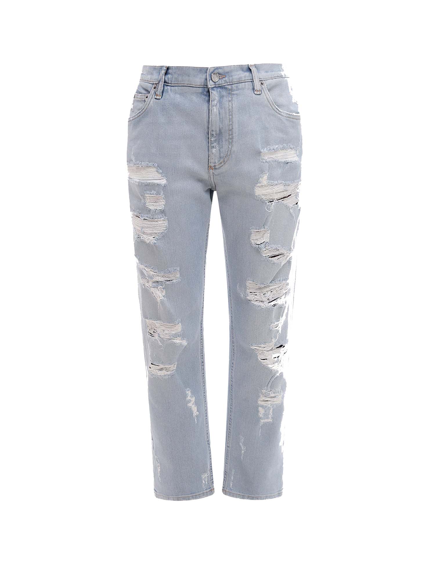 Дънки Dolce & Gabbana Stretch Cotton Ripped Effect Jeans Light Wash Blue Сиво | GYJDADG8FF7#S9001, 0