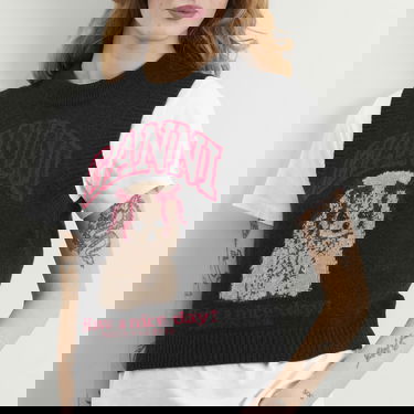 Жилетка GANNI Wool Knit Vest with Puppy Design and 'Have a nice day!' Slogan Черно | A1070044-052, 5