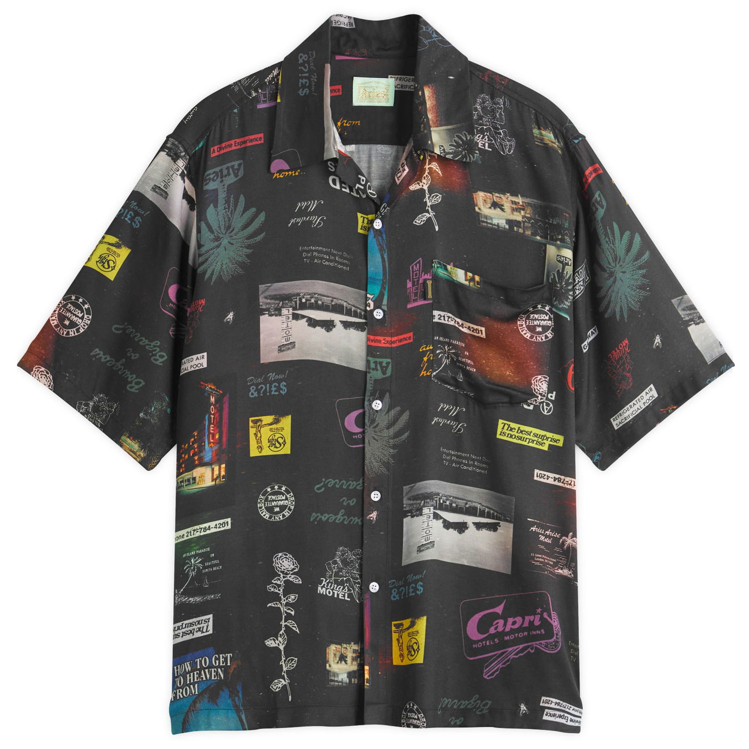 Риза Aries Aries Motel Luxe Hawaiian Shirt, Size Large Черно | AR40104-BLK, 1