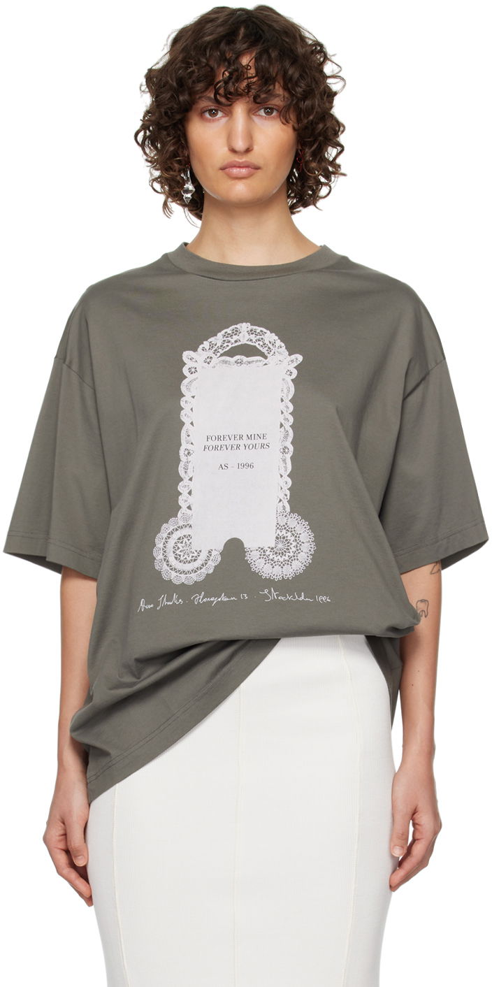 Тениска Acne Studios Printed T-Shirt Сиво | BL0346-, 0
