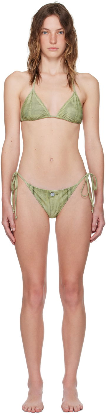 Бански Acne Studios Green Printed Bikini Зелено | AJ0014-