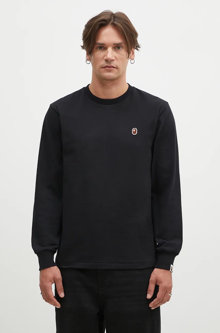 Тениска BAPE A Bathing Ape One Point Longsleeve T-Shirt Черно | 1K80111017, 0