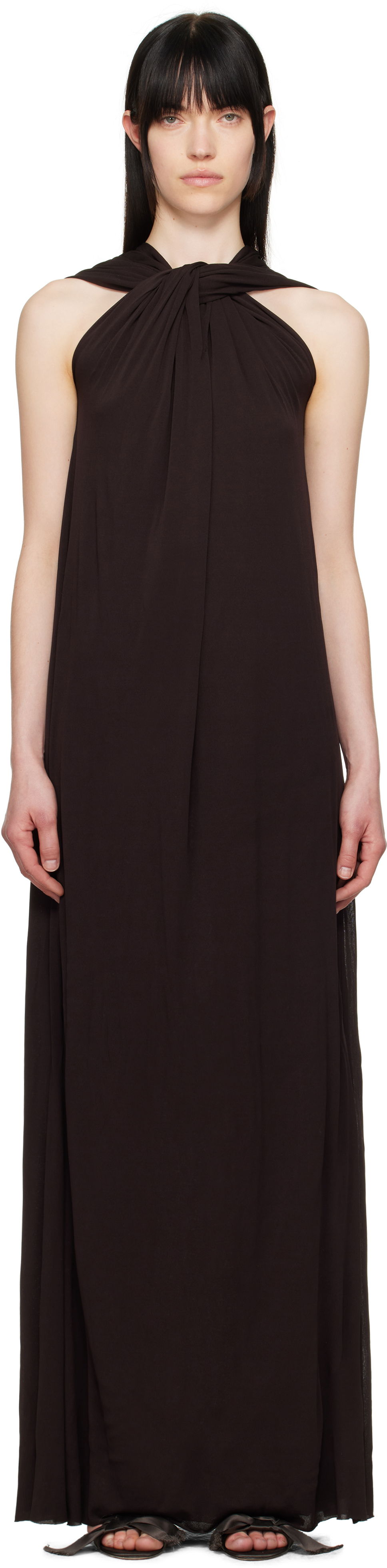Pокля Jil Sander Jil Sander Draped Maxi Dress Кафяво | J02CT0473_J20041, 0