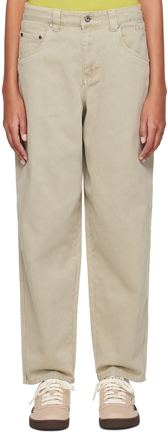 Панталони и дънки Dime Khaki Embroidered Бежово | DIME23D1F35KHA, 0